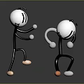 Two Playful 3D Cartoon Characters Dancing With White Heads Gray Bodies And Orange Feet