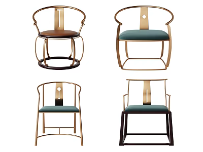 Modern Armchairs With Metal Frames And Colorful Seat Cushions Design 3d model