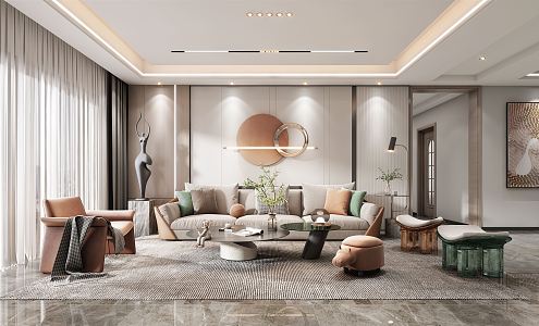 Light Luxury Living Room 3d model