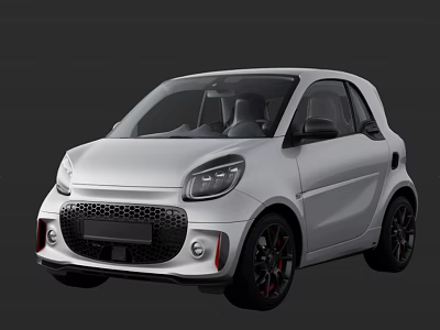 White Compact Two Door City Car With Modern Front Grille And Black Wheels 3d model
