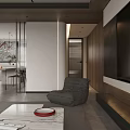 Modern Living Dining Room Interior Design With Black Cabinets Island Pendant Lights And Dining Table