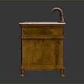 Traditional Wooden Bathroom Vanity With Marble Countertop Round Sink And Faucet