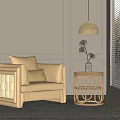Modern single sofa side table combination 3d model