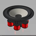 High Quality Audio Speaker With Black Frame White Diaphragm And Red Base Components 3d model