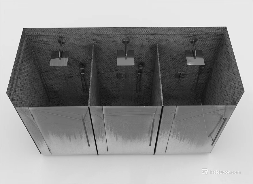 Modern Shower Sauna With Multiple Compartments Metal Design And Shower Heads 3d model 