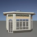 Architectural Octagonal Pavilion With Blue Windows Door Black Roof And White Columns