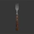Vintage Metal Fork With Wooden Handle And Rivet Details For Daily Use