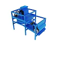 Blue Industrial Processing Machine With Metal Frame And Black Motor Parts