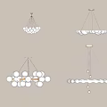 Contemporary Modern Chandeliers With White Spherical Glass Shades And Circular Metal Frames