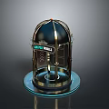 Dome Shaped Lift Wheel Building with Metal Frame Glass and Illuminated Circular Base