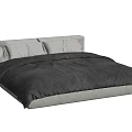 Modern Double Bed Interior Design With Gray Headboard And Dark Gray Bedding 3d model