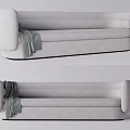 Modern Fabric Multi-seater Sofa In Light Gray With Gray Throw Blanket 3d model