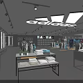Modern Retail Store Interior With Display Racks Product Shelves And Lighting