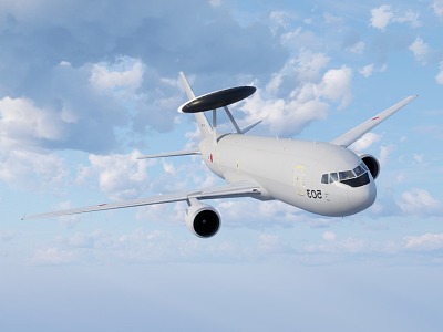 modern early warning aircraft 3d model