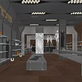 Modern Clothing Store Interior With Glass Window Display Mannequins Shelves And Lighting