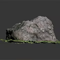 Natural Wooden Stone Decorative Rock With Textured Surface And Green Moss Accent