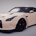 Light Beige Modified Sports Car With Black Wheels 3d model