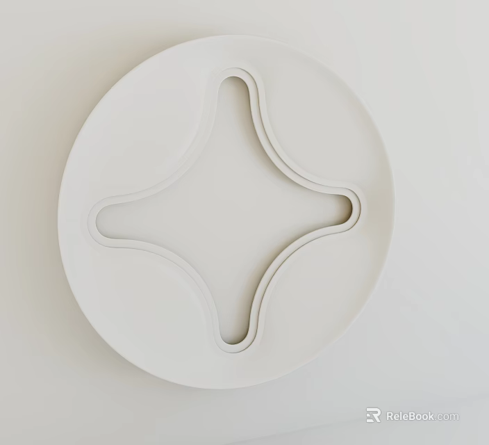 Modern White Circular Ceiling Design With Intricate Cross Pattern And Smooth Surface 3d model 