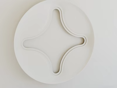 Modern White Circular Ceiling Design With Intricate Cross Pattern And Smooth Surface 3d model