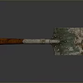 Old Rusty Shovel With Wooden Handle And Metal Blade Showing Rust And Wear