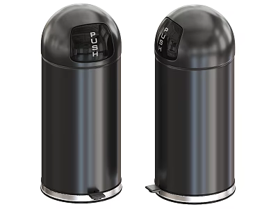 Pair of Black Stainless Steel Pedal Bins For Household Use With Step Lid 3d model