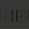 Metal Gates With Arched Design Vertical Bars And Red Top Pillars