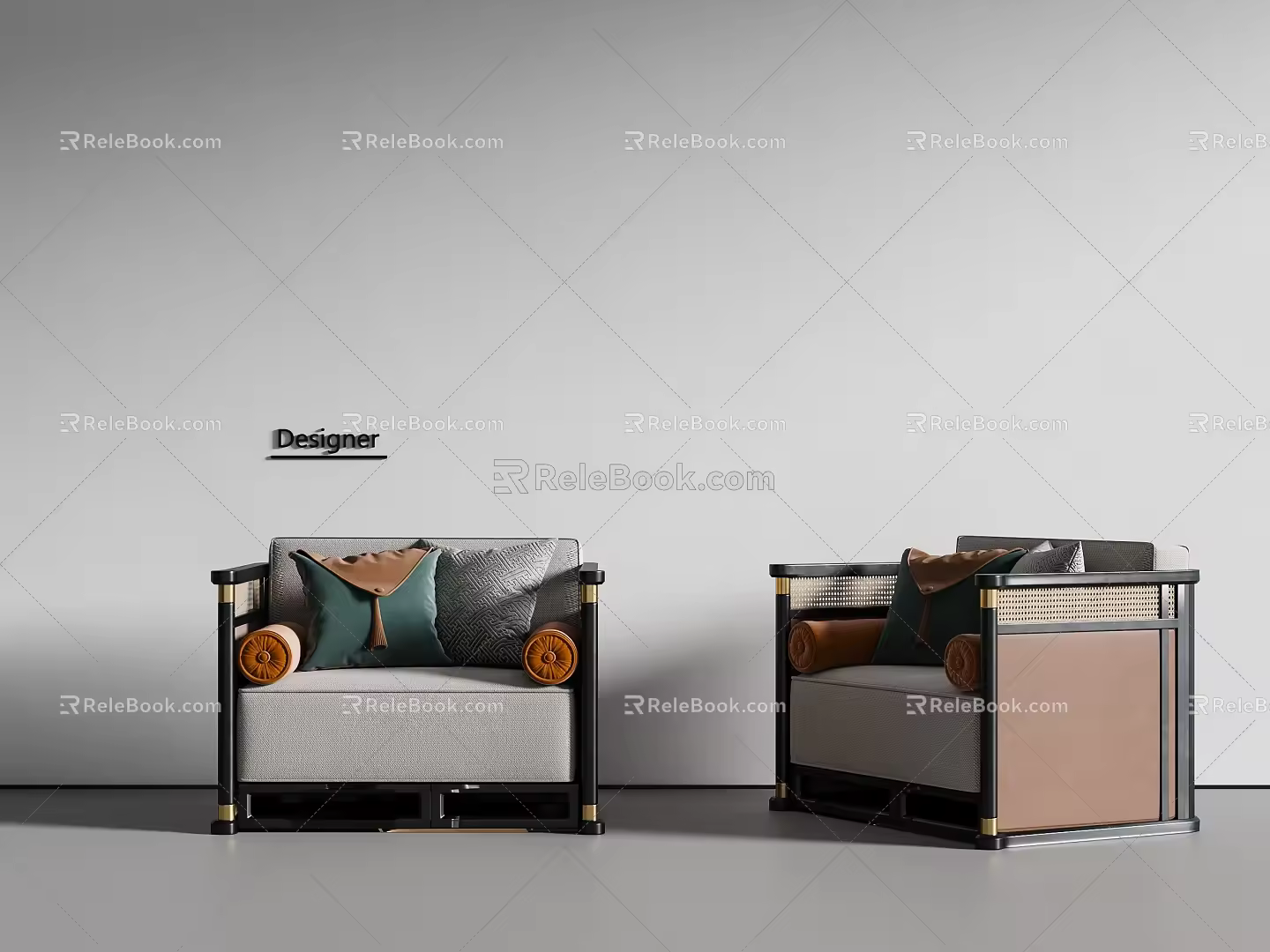 New Chinese Style Single Sofa Casual Sofa 3d model