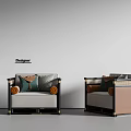 New Chinese Style Single Sofa Casual Sofa 3d model