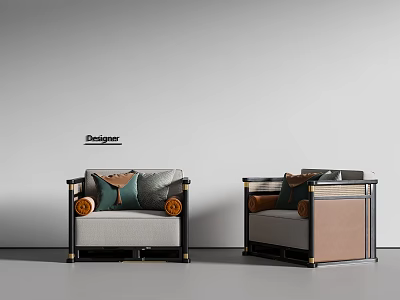 New Chinese Style Single Sofa Casual Sofa 3d model