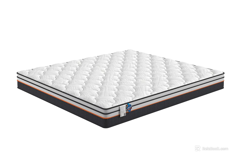 Supportive Quilted Mattress With Layered Design And Black Orange White Edges 3d model 