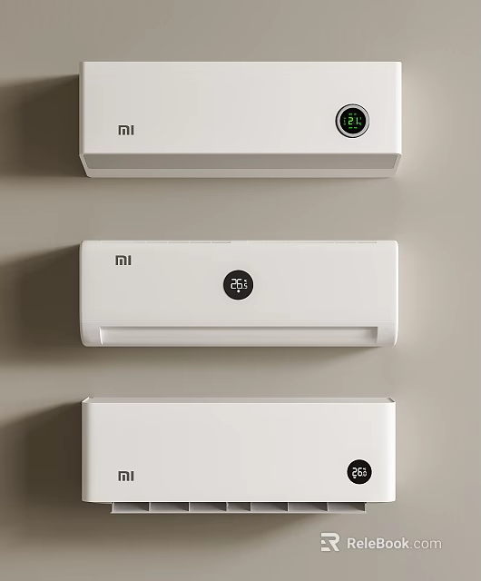 MI White Wall Mounted Air Conditioner Fans With Control Panel 3d model