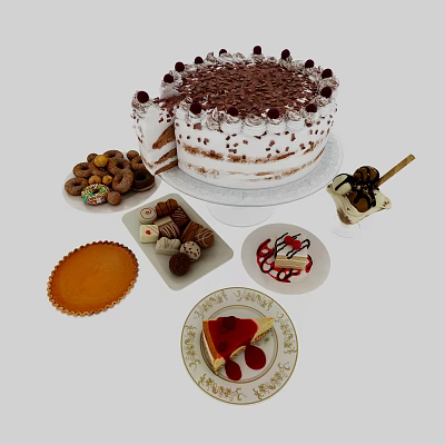 Cake Donuts Modern Cake 3d model