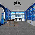 Newly Upgraded Liquor Store Interior With Blue Bottles Display And Shelves