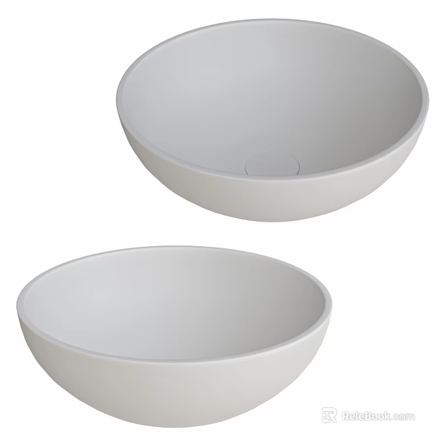 Modern Minimalist White Countertop Basin With Sleek Design And Smooth Surface Finish 3d model 