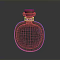 Vibrant Decorative Glass Bottle with Cork Stopper and Colorful Pink Blue Patterns