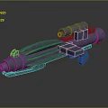 Detailed Futuristic Weapon 3D Model With Metallic Structure And Sci Fi Barrel Design