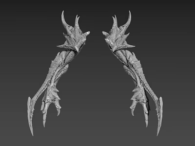 Fantasy Monster Character 3D Limb Model With Spiked Gray Structure And Detailed Texture 3d model