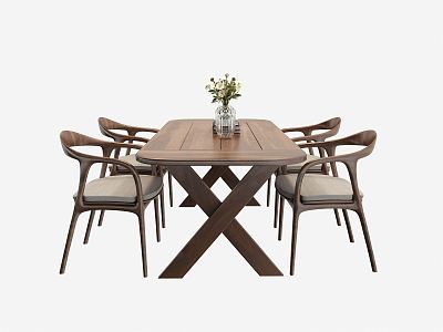 New Chinese Style Outdoor Tables and Chairs Outdoor Leisure Tables and Chairs Solid Wood Tables and Chairs model