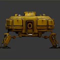 Game Sci Fi Character Yellow Mechanical Circular Structure With Multiple Legs And Engine Parts 3d model