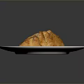 Baked Braided Bread On White Plate With Gold Rim And Seasonings