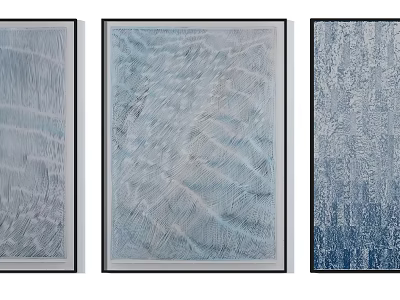 Abstract Textured Wall Art Set With Blue Gray Tones For Home Decor 3d model