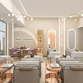 Elegant Modern Spa Club Interior With Treatment Beds Side Tables And Hanging Lights