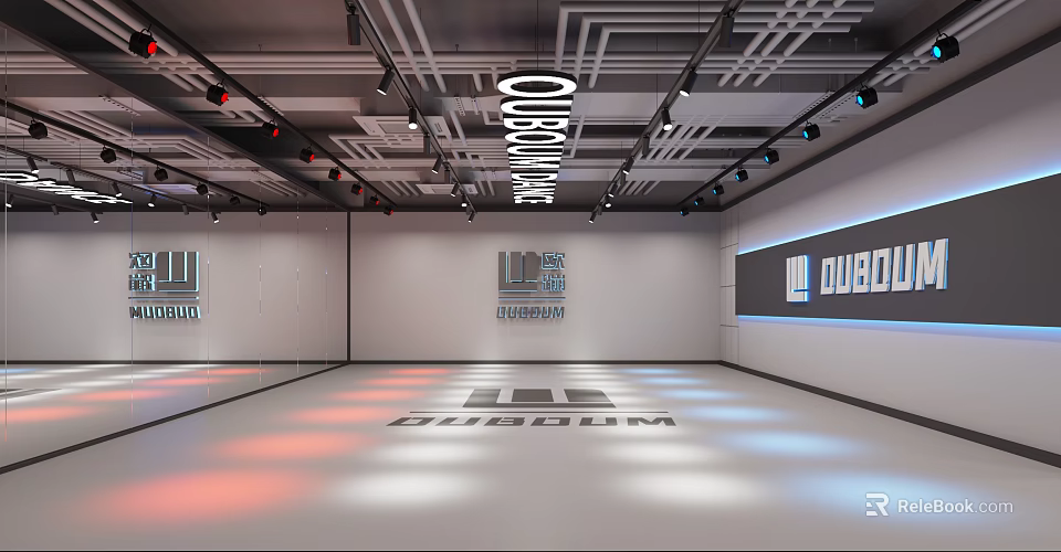 Modern Fitness Gymnasium With Spacious Training Area And Workout Equipment 3d model 