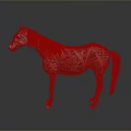 Reddish Brown Horse Sculpture With Newspaper Text Pattern On Gray Background
