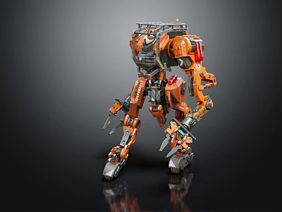Industrial Orange Intelligent Robot With Mechanical Arms And Leg Structure Design 3d model