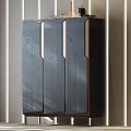 Modern Dark Wood Wardrobe With Minimalist Design Sleek Doors And Metallic Accents In Interior
