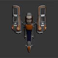 Advanced Astronautical Robot 3D Model With Orange Gray Mechanical Structure For Space Missions