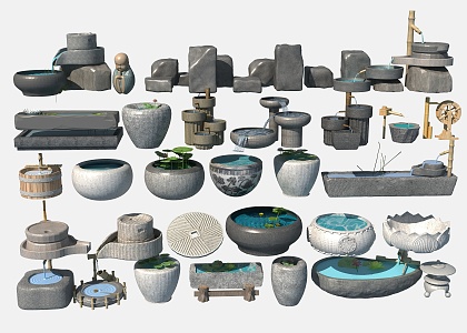 New Chinese-style Water Tank 3d model