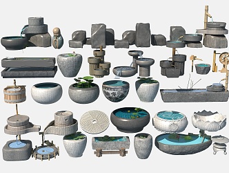 New Chinese-style Water Tank 3d model