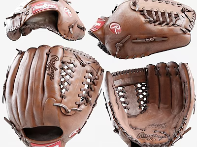 High Quality Rawlings Leather Baseball Gloves Sports Equipment Display Angles 3d model